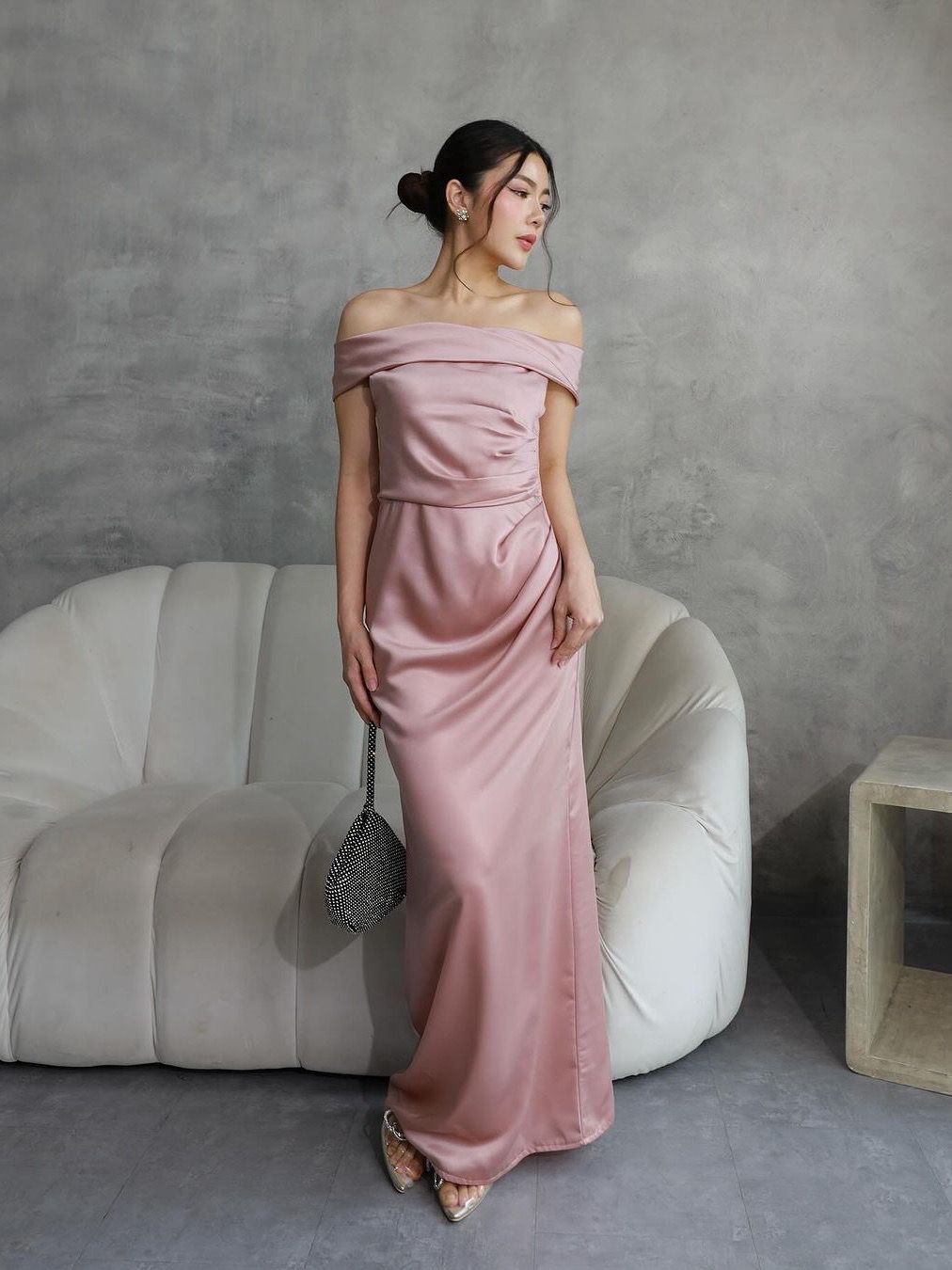 Aurora Satin Dress Rosegold