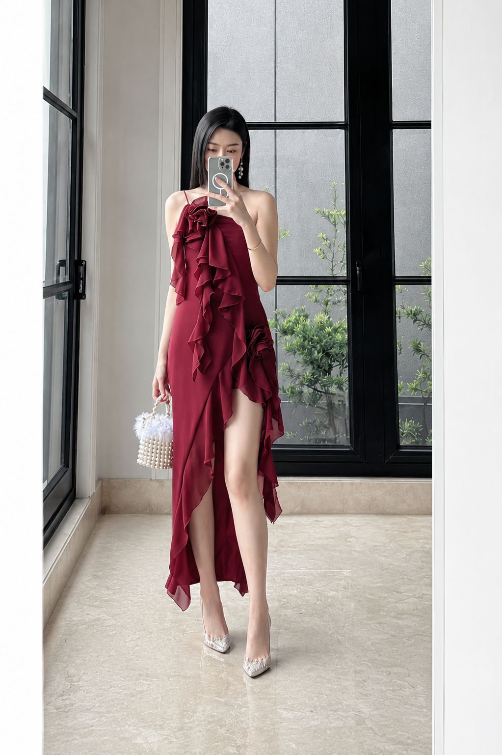 Rose ruffle dress